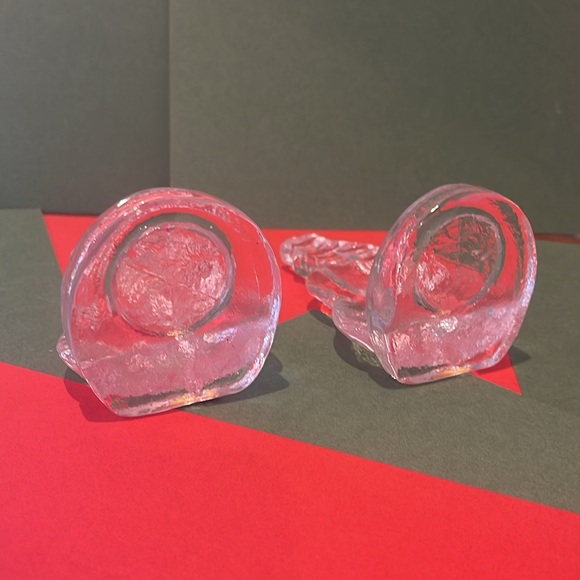 Magnor Norway Snowman Candle Holder Votive Handlaget Krystal Pair of 2 - Picture 6 of 7